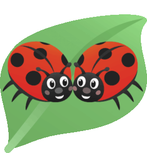 Zwei Marienkäfer kuscheln und Herzen steigen auf