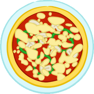 Pizza, Stücke verschwinden nach und nach und hinterlassen Krümel